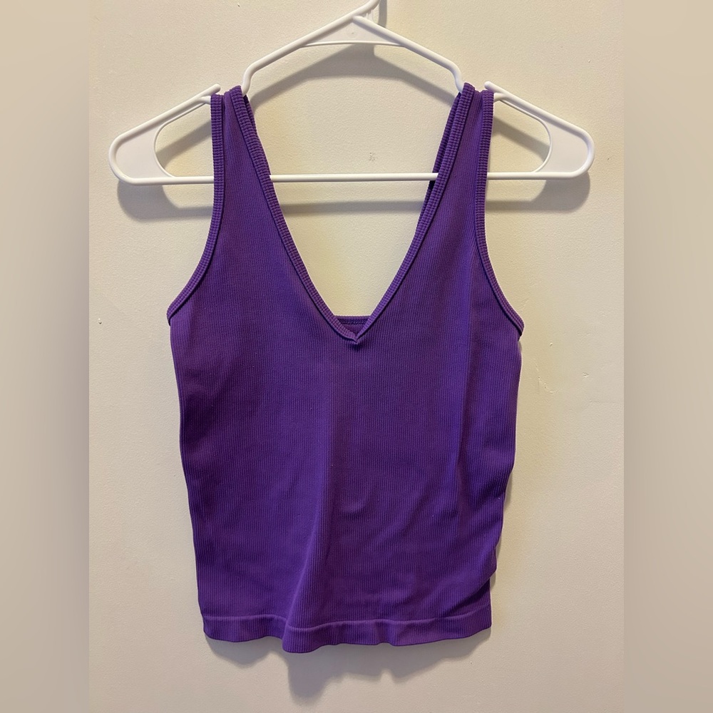 Purple V-Neck Tank Top